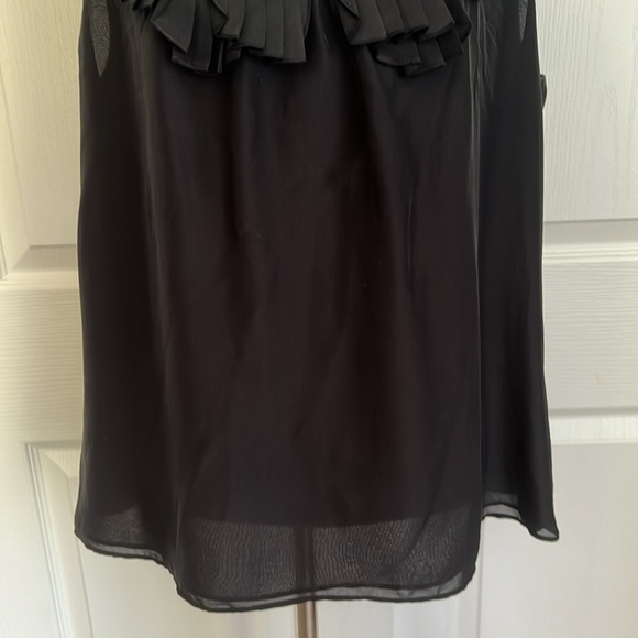 NWT Ann Taylor Pleated Collar Silk Black Blouse Top Womens Sz 14 - Picture 3 of 16